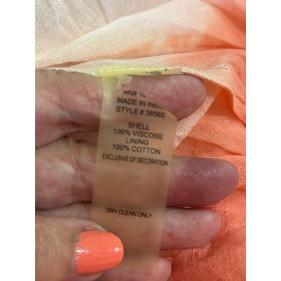 Soft Surroundings tie dye maxidress, coral,  coastal, bohemian, resort, beachy - Picture 7 of 7